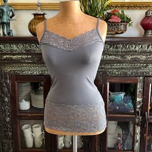 White House Black Market Gray Slip Lace Tank